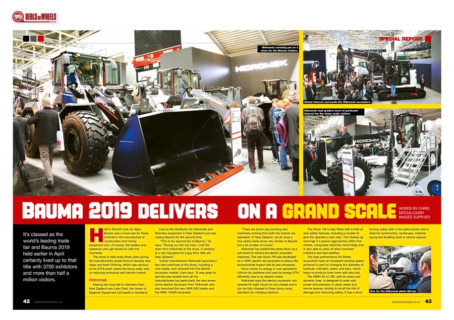 Bauma 2019 delivers on a grand scale — magazine spread, pages 42–43